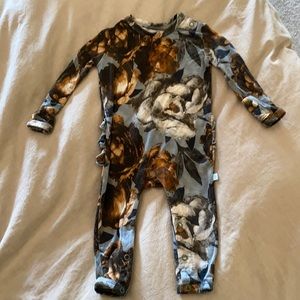 Posh peanut dark floral ruffle butt PJ